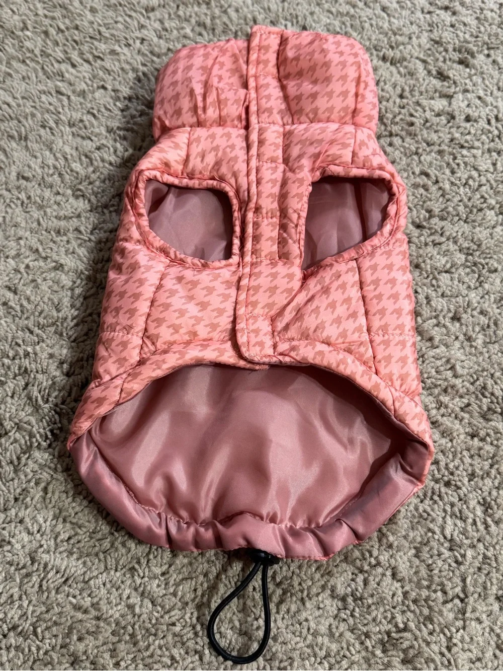 Pink Houndstooth Puffer Dog Coat